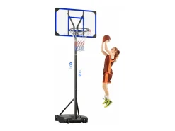 Cesta de basquete, altura ajustável 147-260cm, com 83x53cm de parede traseira PC e base aumentada, 2 rodas, para crianças/adultos-86x83x260cm