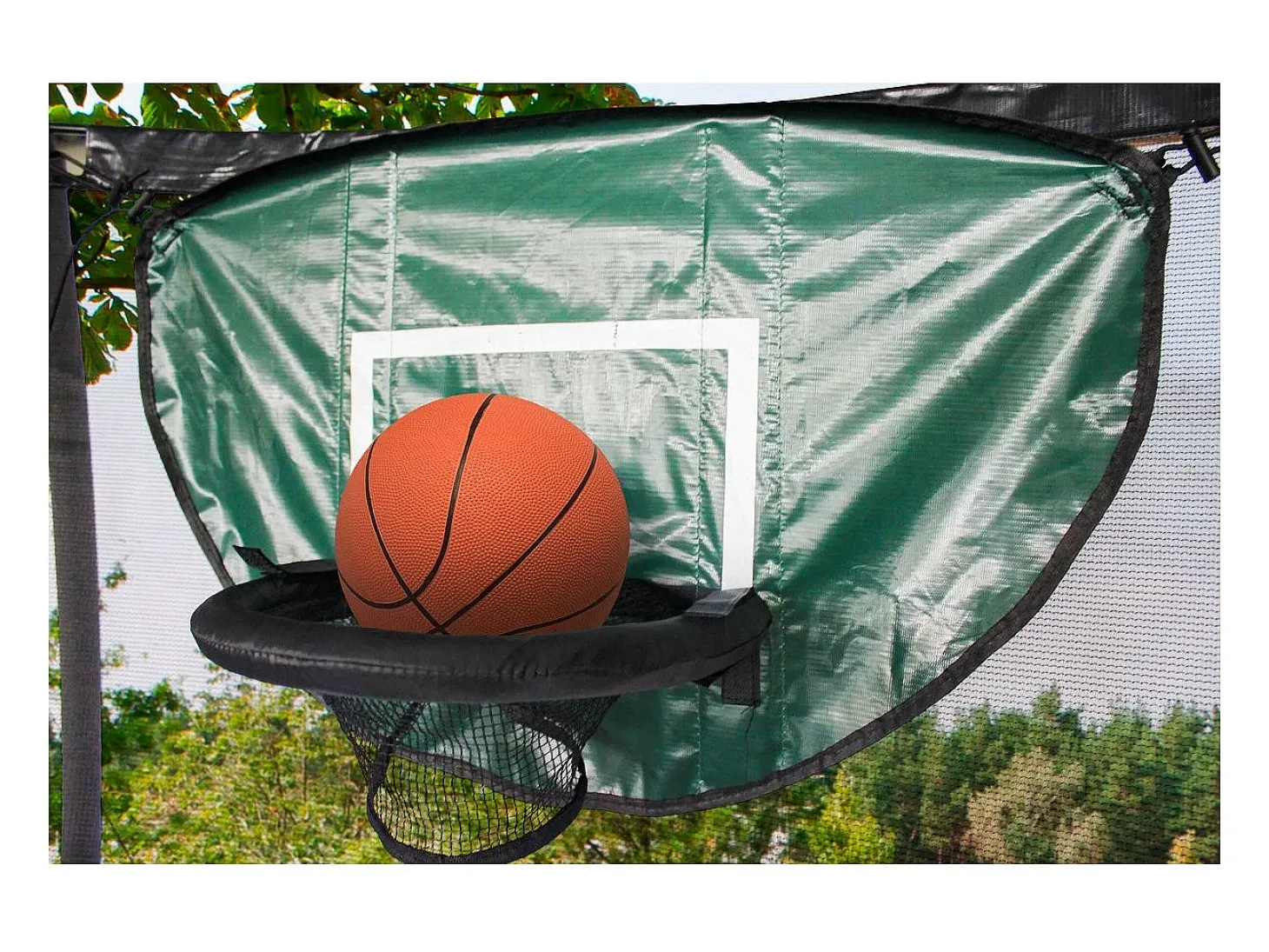 Cesta de basquete universal para cama elástica "Loopy" - Verde