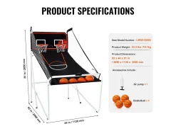 Cesta de Basquetebol, SucceBuy Indoor Double Shot Jogo de Arcade de Basquetebol Dobrável, 2 Jogadores, 4 Bolas