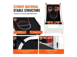 Cesta de Basquetebol, SucceBuy Indoor Double Shot Jogo de Arcade de Basquetebol Dobrável, 2 Jogadores, 4 Bolas