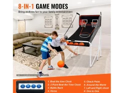 Cesta de Basquetebol, SucceBuy Indoor Double Shot Jogo de Arcade de Basquetebol Dobrável, 2 Jogadores, 4 Bolas