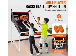 Cesta de Basquetebol, SucceBuy Indoor Double Shot Jogo de Arcade de Basquetebol Dobrável, 2 Jogadores, 4 Bolas