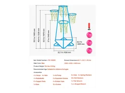 Cesta de Basquetebol SucceBuy Cesto de Basquetebol Infantil, Suporte Portátil com 4 Aros e Altura Ajustável