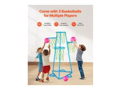 Cesta de Basquetebol SucceBuy Cesto de Basquetebol Infantil, Suporte Portátil com 4 Aros e Altura Ajustável
