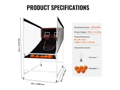 Cesto de Basquete SucceBuy Jogo de Basquetebol Indoor Double Shot para 2 Jogadores e 5 Bolas