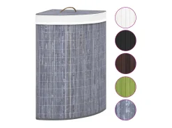 Cesto de Canto para Roupa Suja em Bambu Cinzento de 60 Litros