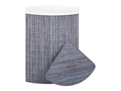 Cesto de Canto para Roupa Suja em Bambu Cinzento de 60 Litros