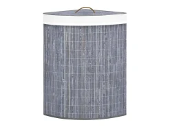 Cesto de Canto para Roupa Suja em Bambu Cinzento de 60 Litros