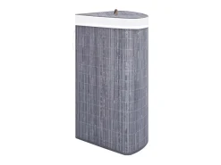 Cesto de Canto para Roupa Suja em Bambu Cinzento de 60 Litros