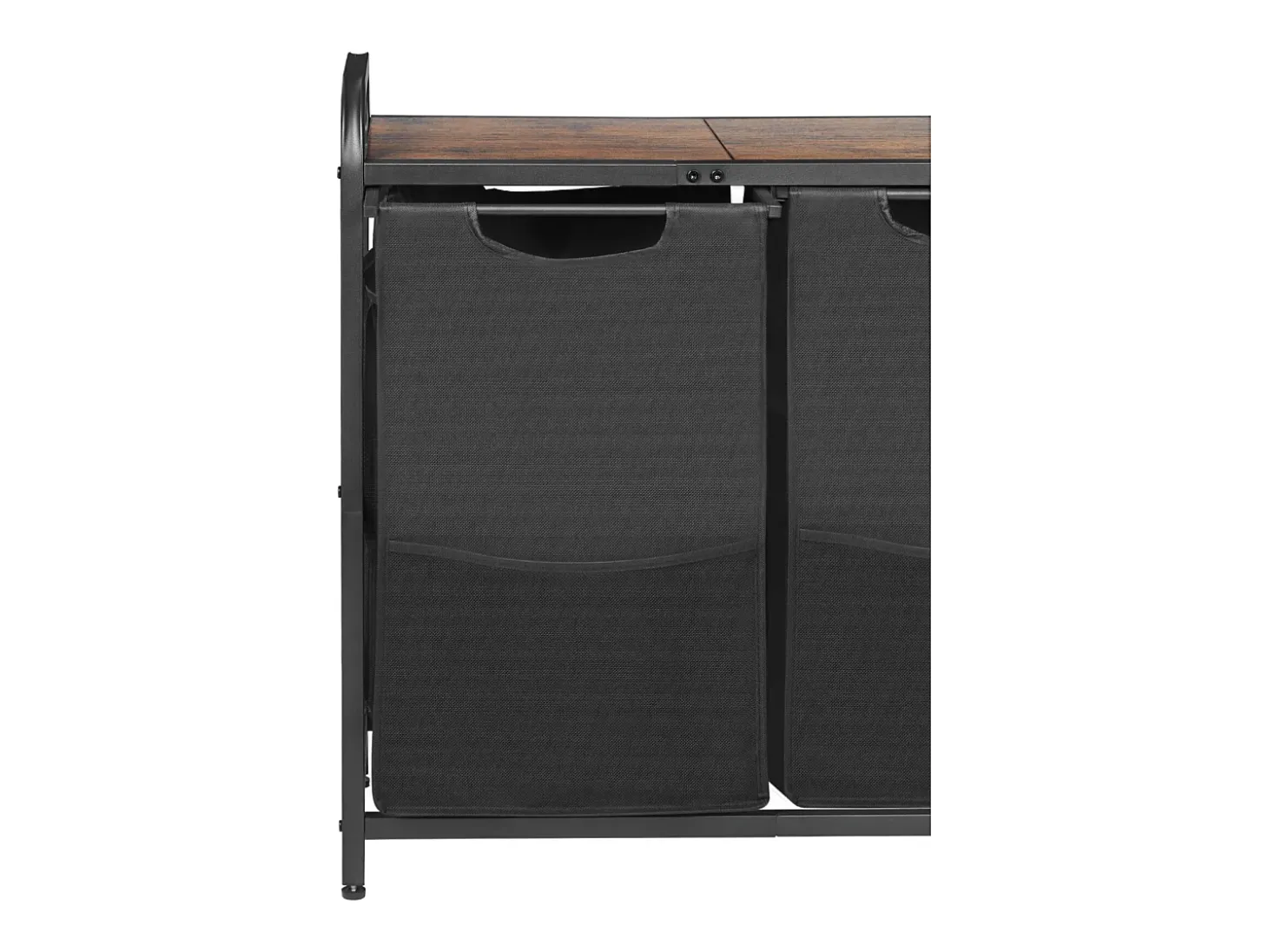 Cesto de Ropa Suja SucceBuy Cesto de Roupa com 2 Compartimentos, Organizador de Roupa com Sacos Removíveis em Tecido, Estrutura em Metal e Tampo em Madeira