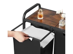 Cesto de Ropa Suja SucceBuy Cesto de Roupa com 2 Compartimentos, Organizador de Roupa com Sacos Removíveis em Tecido, Estrutura em Metal e Tampo em Madeira