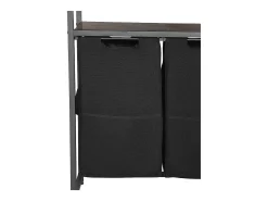 Cesto de Ropa Suja SucceBuy Separador de Roupa de 4 Níveis com 2 Compartimentos, Prateleiras, Ganchos e Sacos em Tecido Oxford 600D, Preto