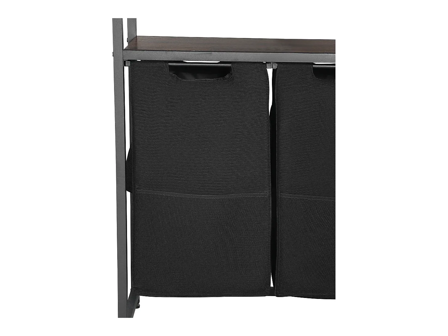 Cesto de Ropa Suja SucceBuy Separador de Roupa de 4 Níveis com 2 Compartimentos, Prateleiras, Ganchos e Sacos em Tecido Oxford 600D, Preto