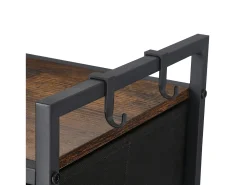 Cesto de Ropa Suja SucceBuy Cesto de Roupa com 3 Compartimentos e Rodas, Equipado com Saco Extensível, Tampo em Madeira, 2 Gavetas e Ganchos