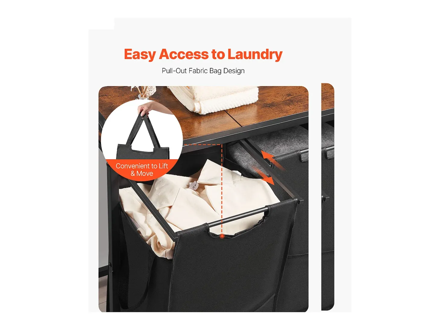Cesto de Ropa Suja SucceBuy Cesto de Roupa com 3 Compartimentos, Organizador de Roupa com Sacos Removíveis em Tecido, Estrutura em Metal e Tampo em Madeira