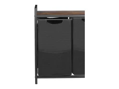 Cesto de Ropa Suja SucceBuy Cesto de Roupa com 3 Compartimentos, Organizador de Roupa com Sacos Removíveis em Tecido, Estrutura em Metal e Tampo em Madeira