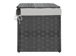 Cesto de Roupa Cinzento em Resina Trançada 55,5x35x34 cm com Tampa e Saco Removível