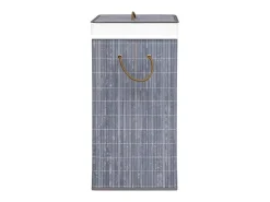 Cesto de Roupa Suja de Bambu Cinzento com 2 Secções e Capacidade de 72 Litros