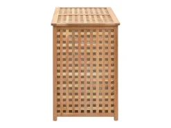 Cesto de Roupa Suja de Madeira de Nogueira com Dois Compartimentos - 87,5x46x67 cm