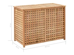 Cesto de Roupa Suja de Madeira de Nogueira com Dois Compartimentos - 87,5x46x67 cm