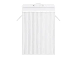 Cesto de Roupa Suja em Bambu Branco com 2 Secções - 72 Litros