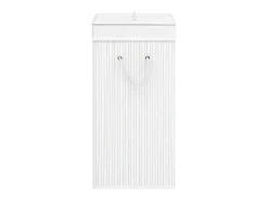 Cesto de Roupa Suja em Bambu Branco com 2 Secções - 72 Litros