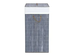 Cesto de Roupa Suja em Bambu Cinza com 2 Seções e 100 Litros