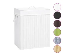 Cesto de Roupa Suja em Bambu Branco com 83 Litros de Capacidade
