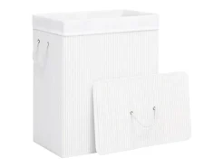 Cesto de Roupa Suja em Bambu Branco com 83 Litros de Capacidade