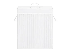 Cesto de Roupa Suja em Bambu Branco com 83 Litros de Capacidade