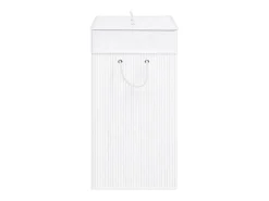 Cesto de Roupa Suja em Bambu Branco com 83 Litros de Capacidade