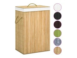 Cesto de Roupa Suja em Bambu com 2 Secções e Capacidade de 72 Litros