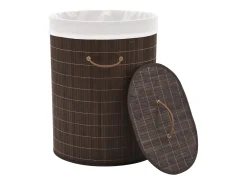 Cesto Oval de Bambu Castanho Escuro para Roupa Suja - Praticidade e Estilo