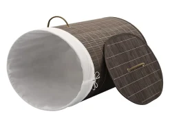 Cesto Oval de Bambu Castanho Escuro para Roupa Suja - Praticidade e Estilo
