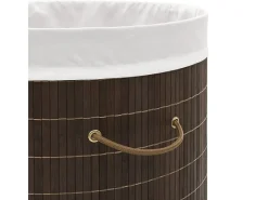 Cesto Oval de Bambu Castanho Escuro para Roupa Suja - Praticidade e Estilo