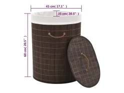Cesto Oval de Bambu Castanho Escuro para Roupa Suja - Praticidade e Estilo