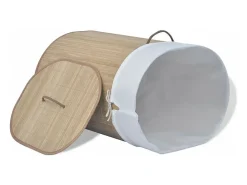 Cesto Oval de Roupa Suja em Bambu Natural para Casa e Decoração