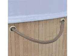 Cesto Oval de Roupa Suja em Bambu Natural para Casa e Decoração