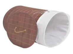 Cesto Oval para Roupa Suja em Bambu Castanho - Elegância e Funcionalidade
