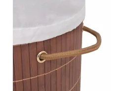 Cesto Oval para Roupa Suja em Bambu Castanho - Elegância e Funcionalidade