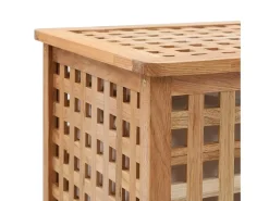 Cesto para Roupa Suja de Madeira Nogueira 39x39x65 cm - Elegante e Funcional