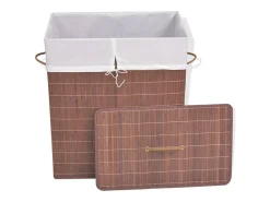 Cesto Retangular para Roupa Suja em Bambu Castanho - Prático e Elegante