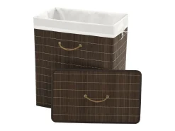 Cesto Retangular para Roupa Suja em Bambu Escuro - Solução Prática e Elegante