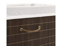 Cesto Retangular para Roupa Suja em Bambu Escuro - Solução Prática e Elegante