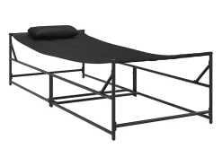 Chaise de Jardim com travesseiro 2 pcs Preto Aço revestido a pó