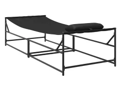 Chaise de Jardim com travesseiro 2 pcs Preto Aço revestido a pó