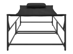Chaise de Jardim com travesseiro 2 pcs Preto Aço revestido a pó