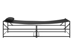 Chaise de Jardim com travesseiro 2 pcs Preto Aço revestido a pó