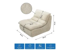 Chaise longue "Candela" em tecido texturado - 81 x 96 x 75 cm - Bege