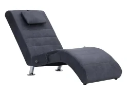 Chaise longue de massagem c/ almofada camurça artif. cinzento